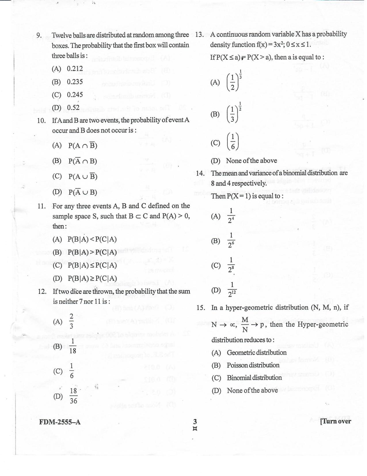 KUET 2023 M.A. Statistics Question Paper - Page 41