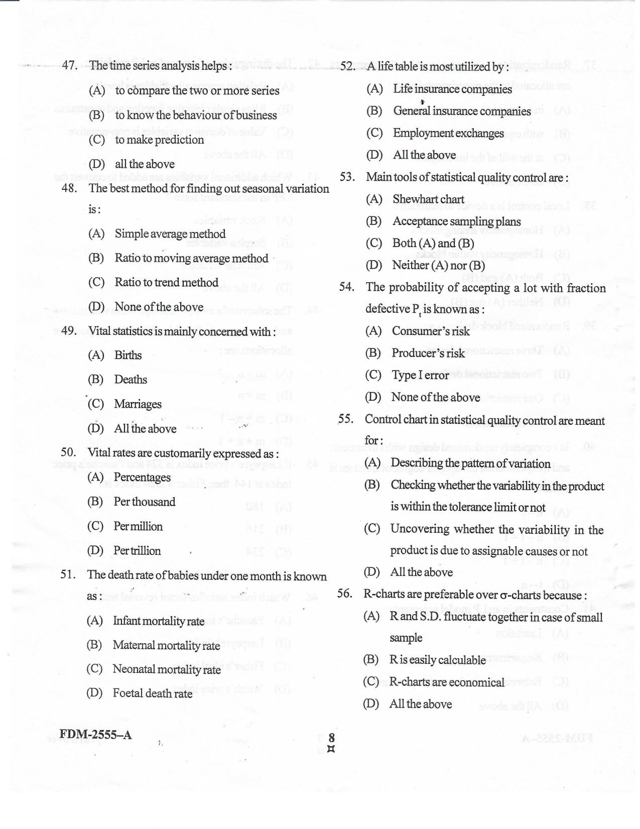 KUET 2023 M.A. Statistics Question Paper - Page 46