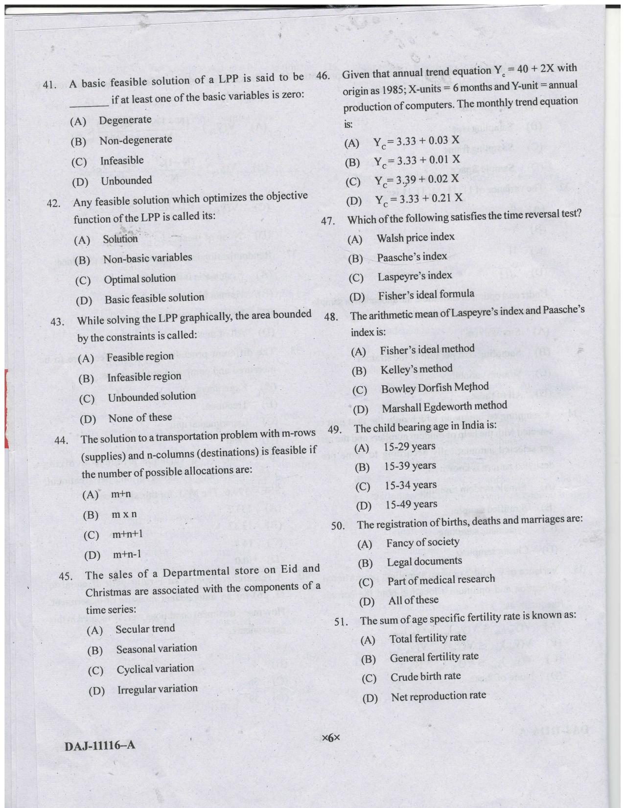 KUET 2023 M.A. Statistics Question Paper - Page 62
