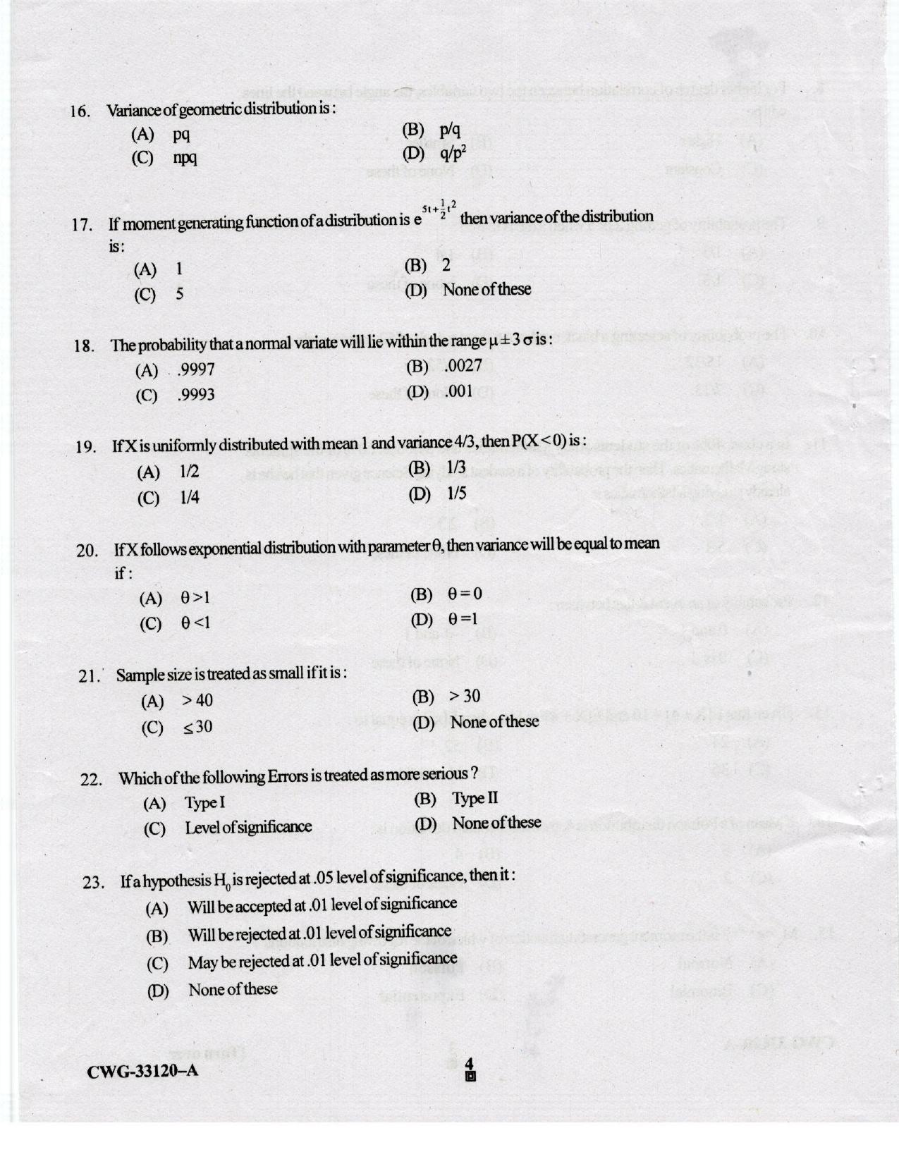 KUET 2023 M.A. Statistics Question Paper - Page 73