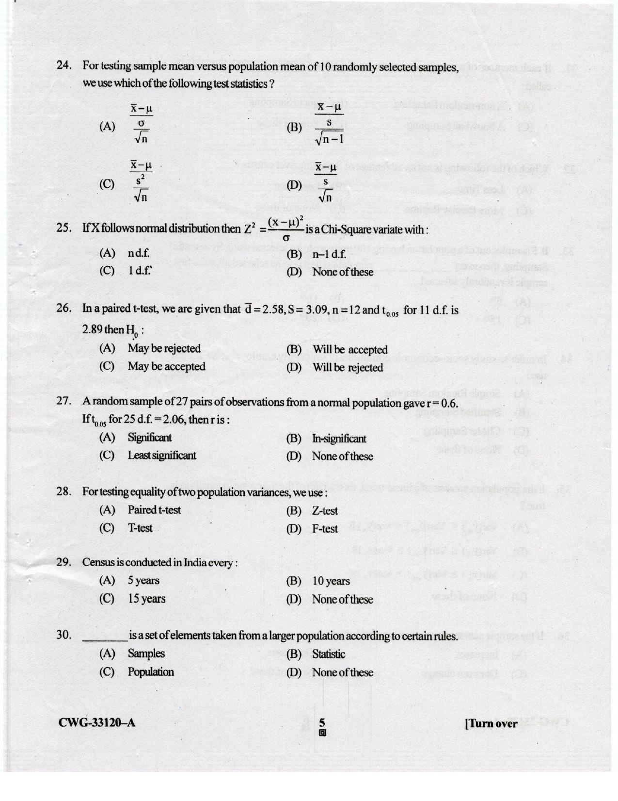 KUET 2023 M.A. Statistics Question Paper - Page 74