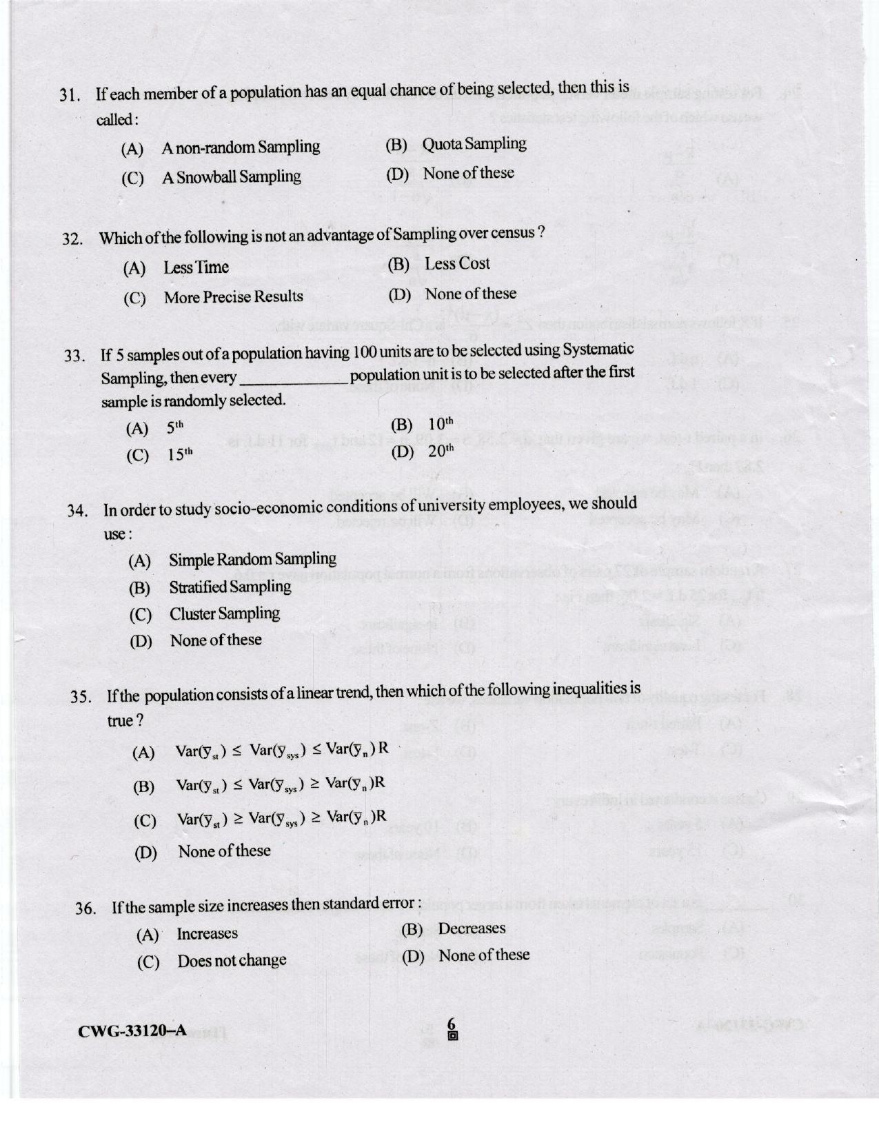 KUET 2023 M.A. Statistics Question Paper - Page 75