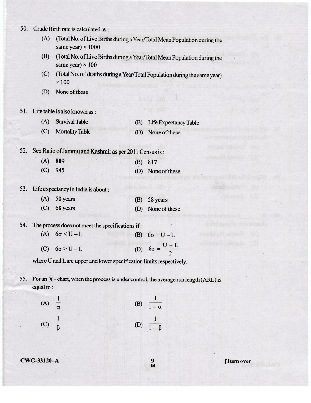 KUET 2023 M.A. Statistics Question Paper - Page 78