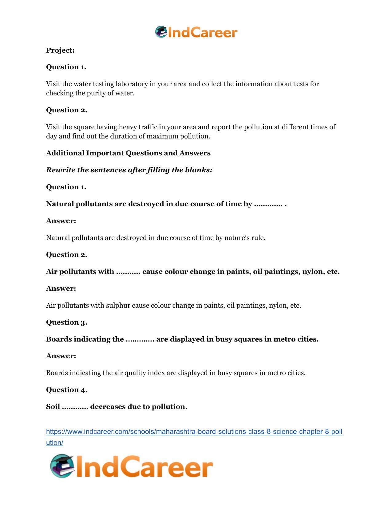 Maharashtra Board Solutions Class 8-Science: Chapter 8- Pollution - Page 11
