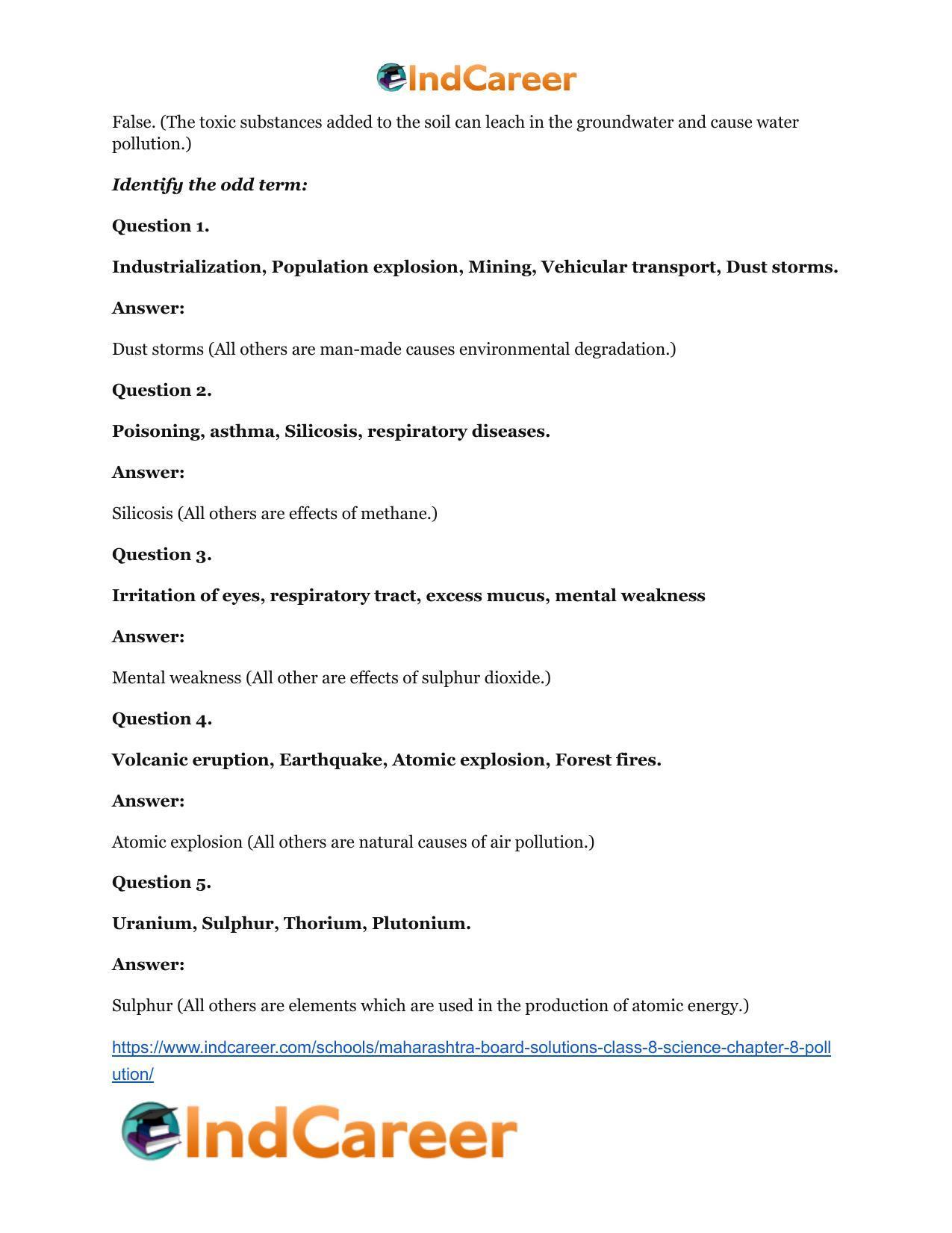 Maharashtra Board Solutions Class 8-Science: Chapter 8- Pollution - Page 13