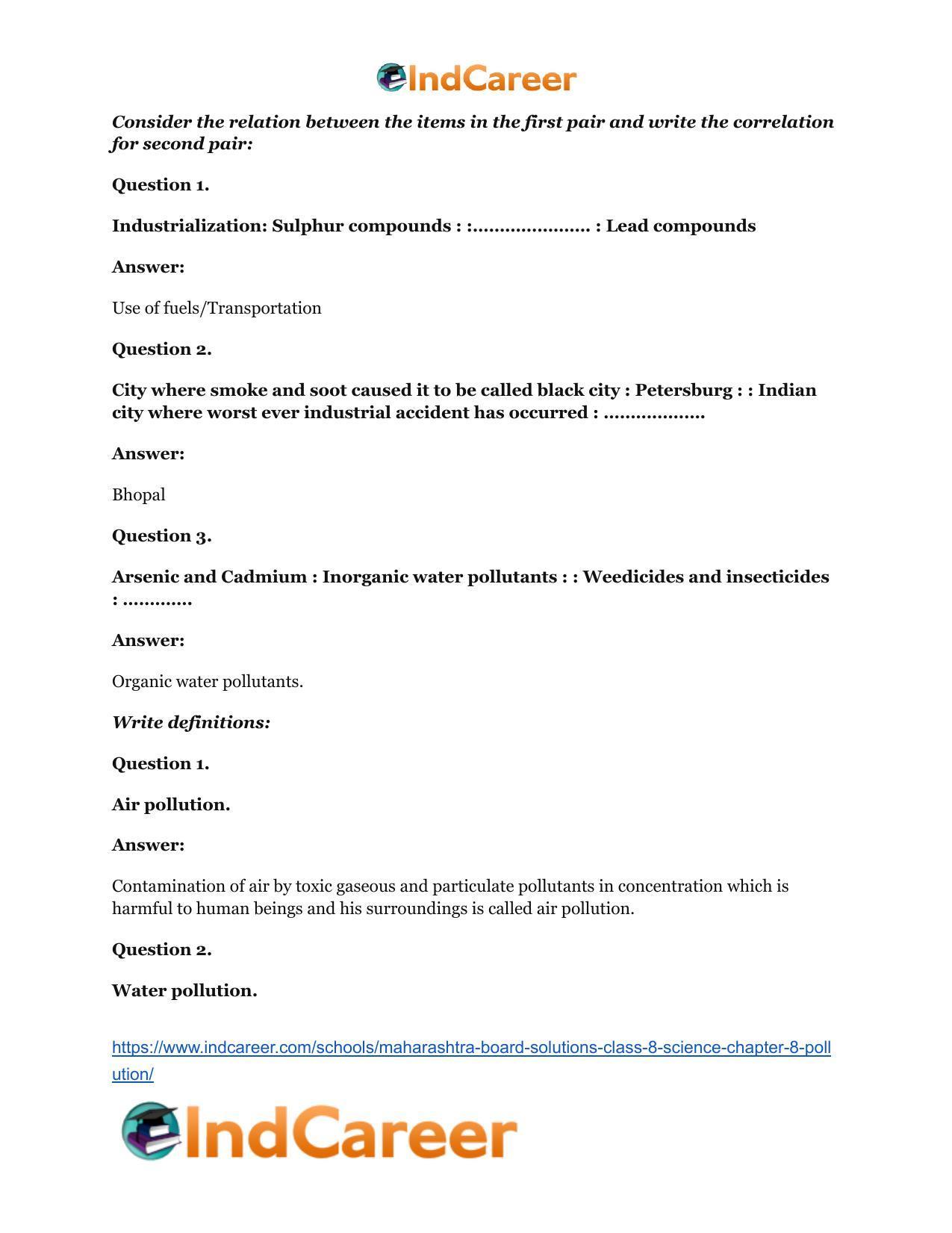 Maharashtra Board Solutions Class 8-Science: Chapter 8- Pollution - Page 14