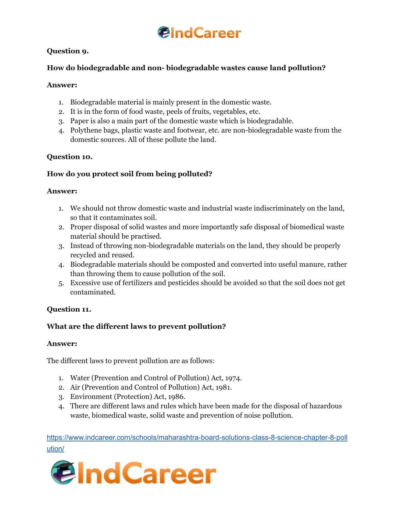 Maharashtra Board Solutions Class 8-Science: Chapter 8- Pollution - Page 22