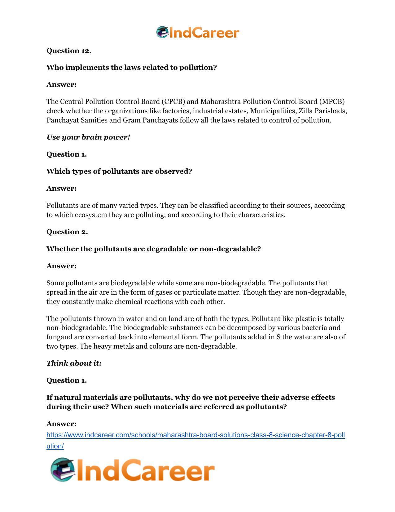 Maharashtra Board Solutions Class 8-Science: Chapter 8- Pollution - Page 23