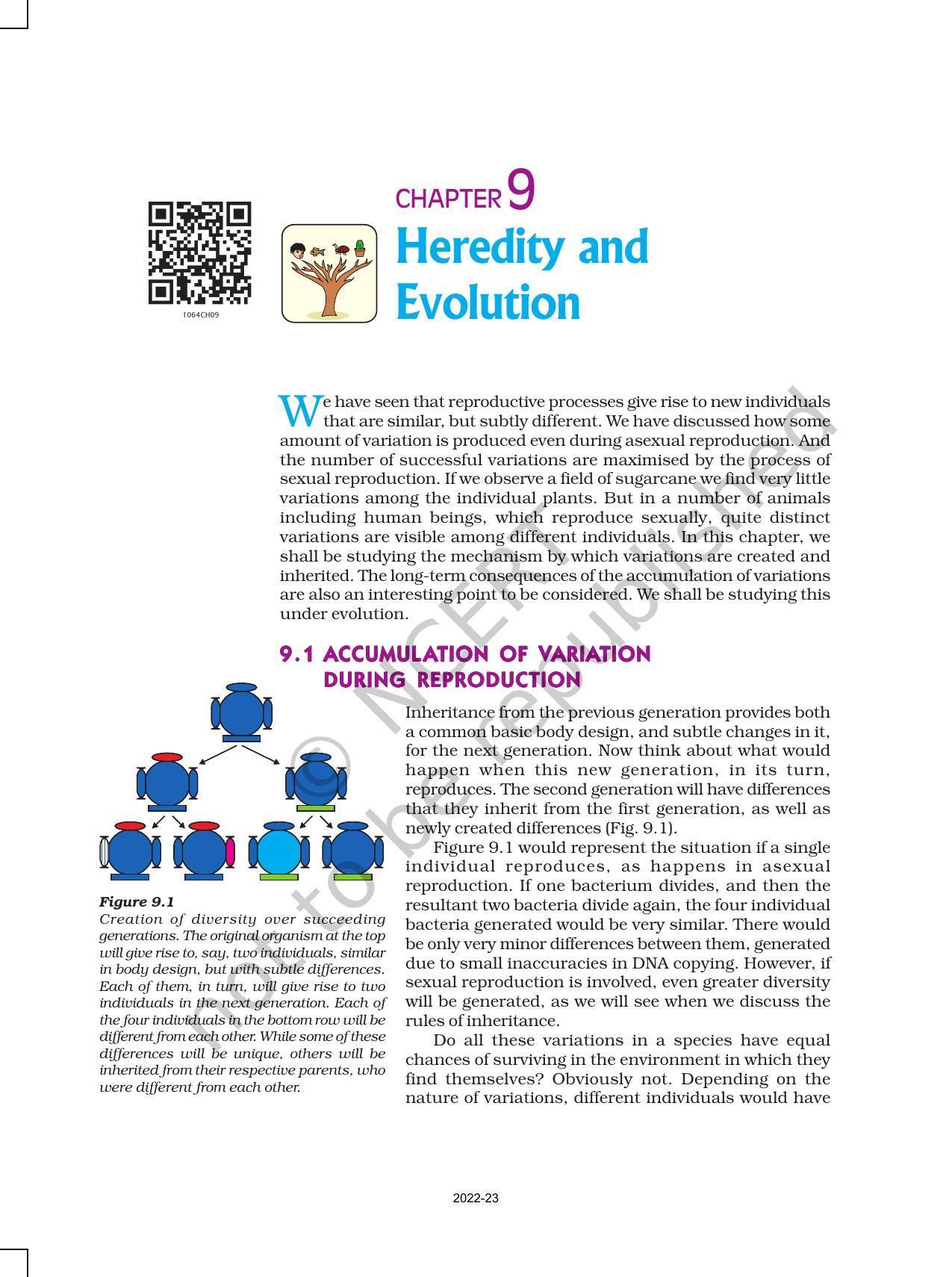 NCERT Book for Class 10 Science Chapter 9 Heredity and Evolution - Page 1
