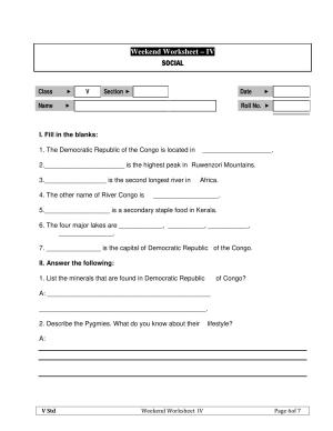 Worksheet for Class 5 Social Science Assignment 15