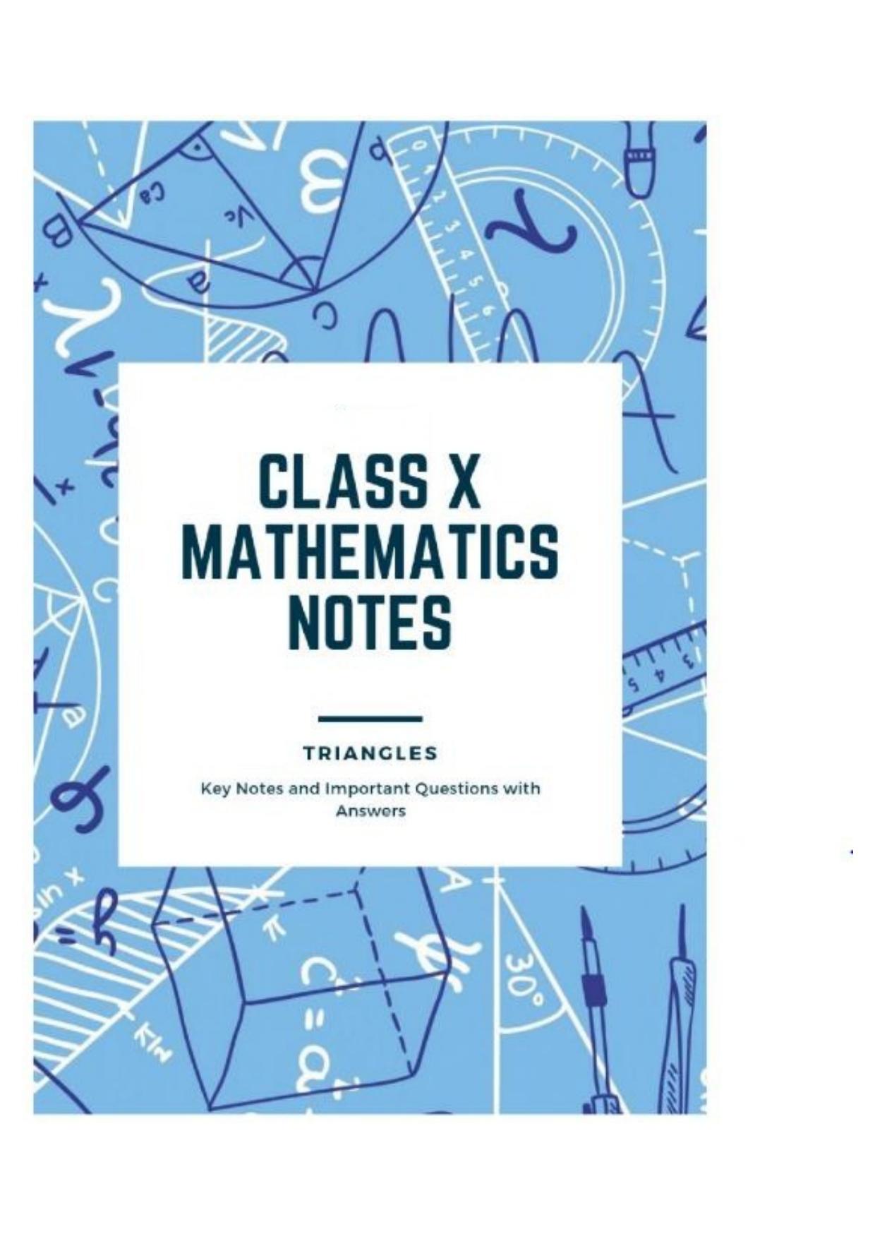 Class 10 Notes, Question & Practice Paper - Mathematics (Topic 6 : Triangles) - Page 1