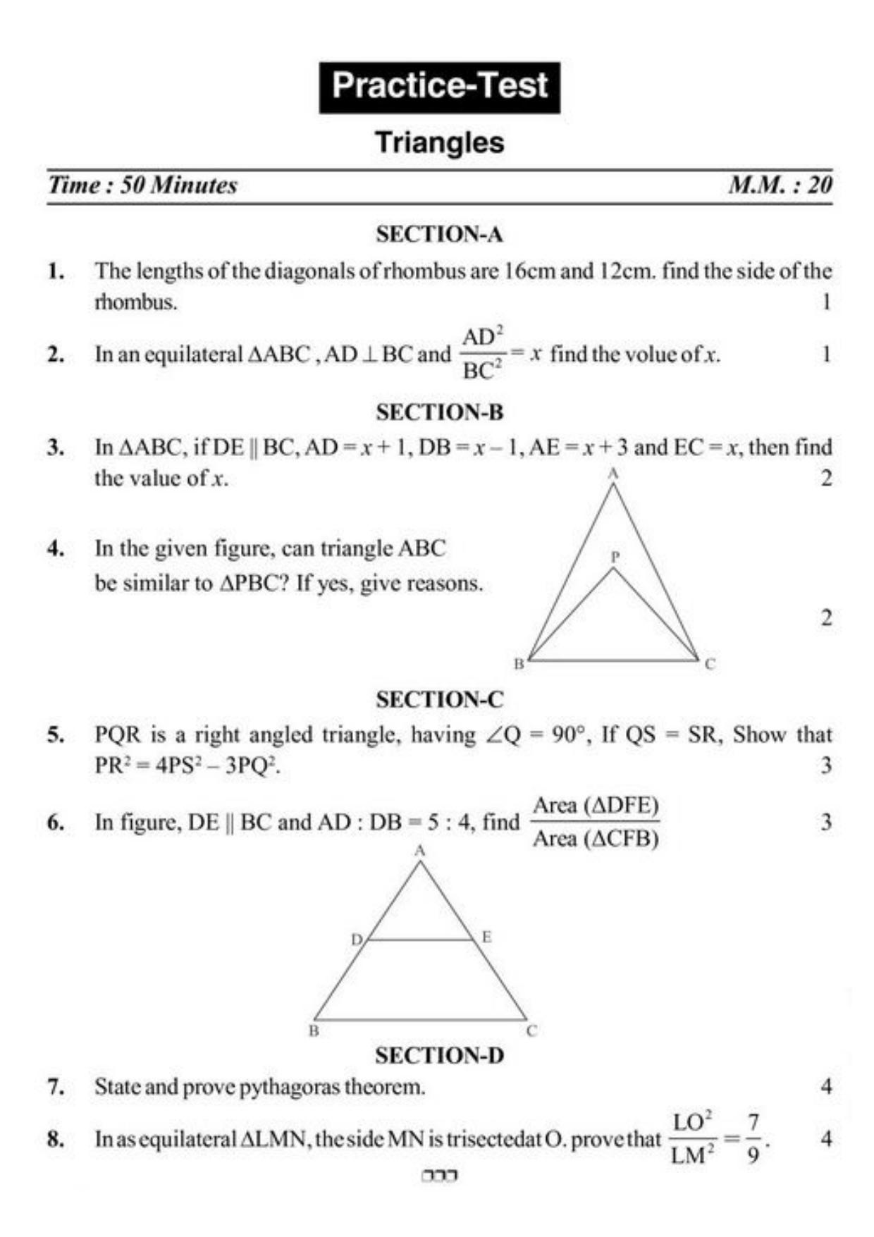 Class 10 Notes, Question & Practice Paper - Mathematics (Topic 6 : Triangles) - Page 14