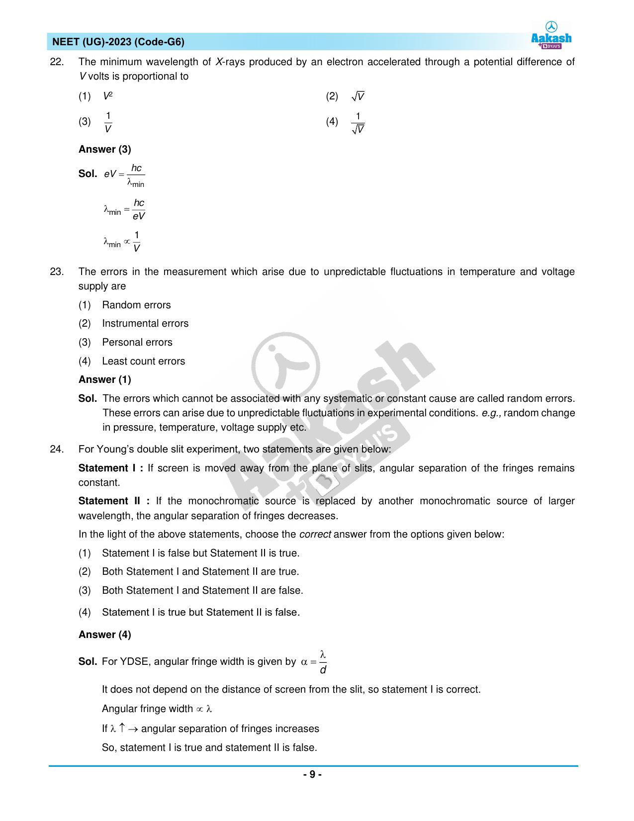 NEET 2023 Question Paper G6 - Page 9