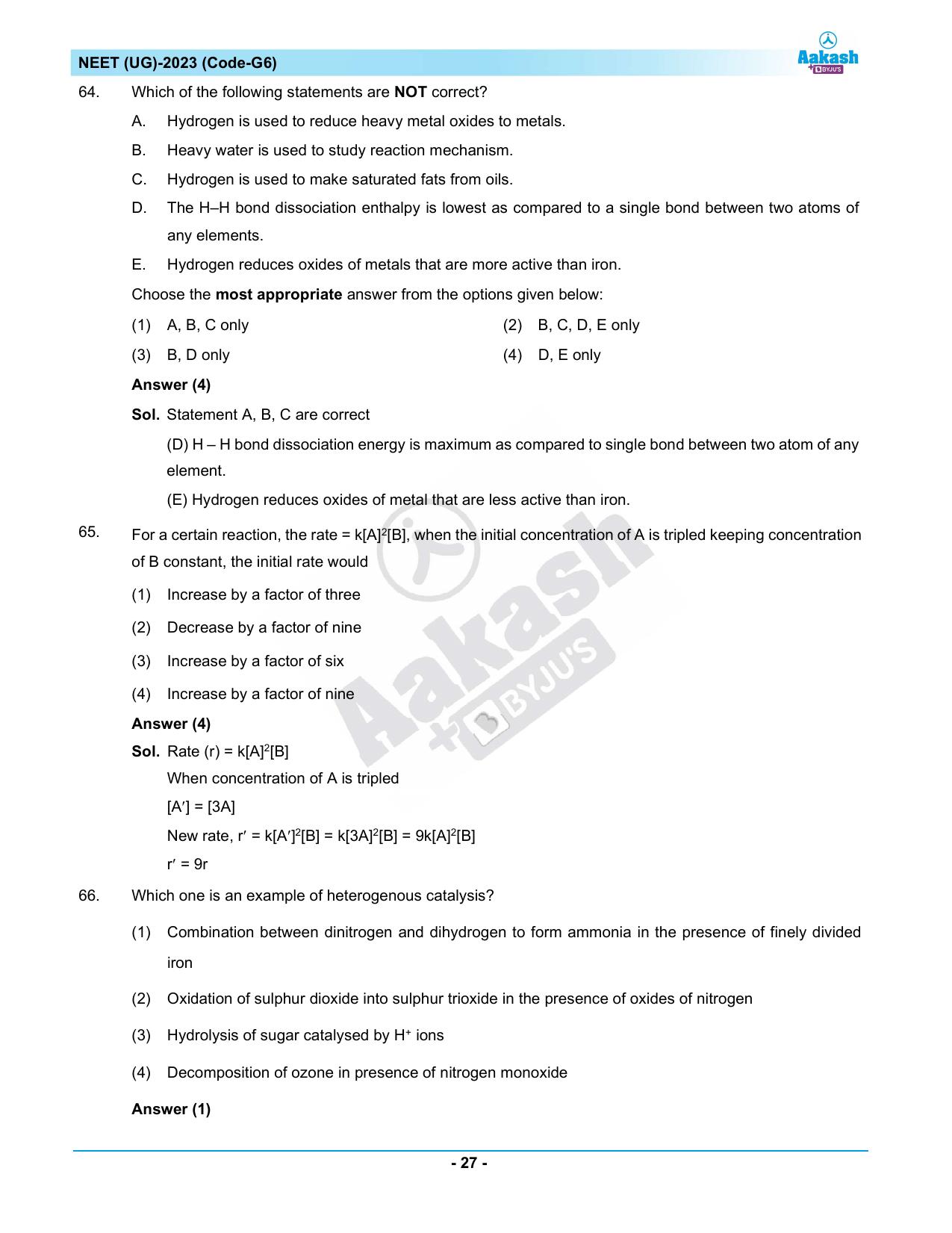 NEET 2023 Question Paper G6 - Page 27