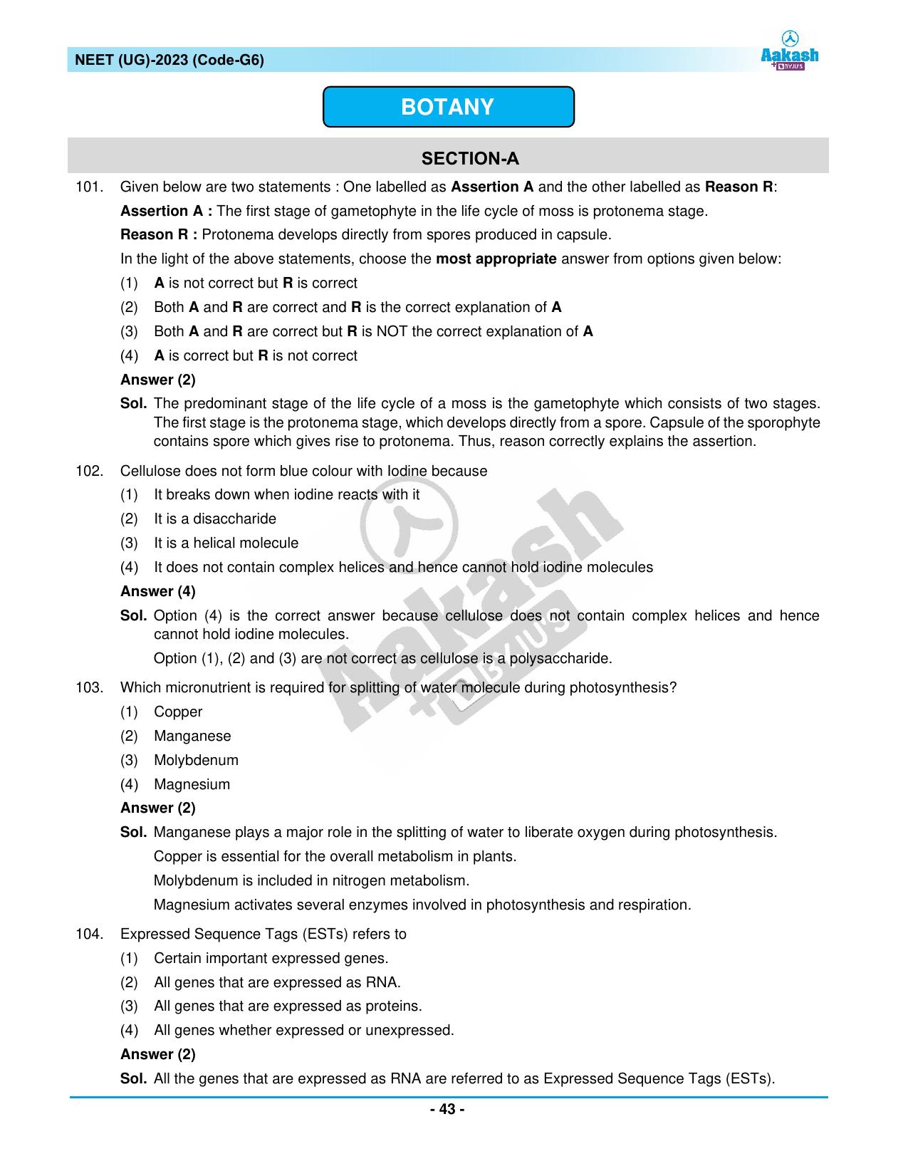 NEET 2023 Question Paper G6 - Page 43
