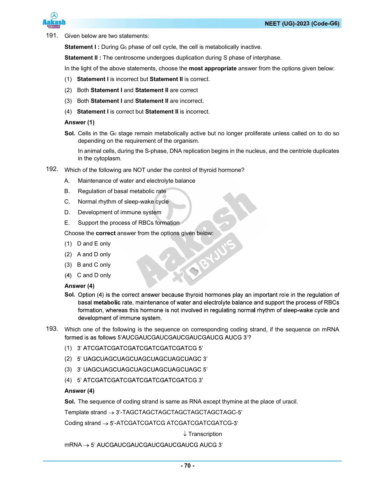NEET 2023 Question Paper G6 - Page 70