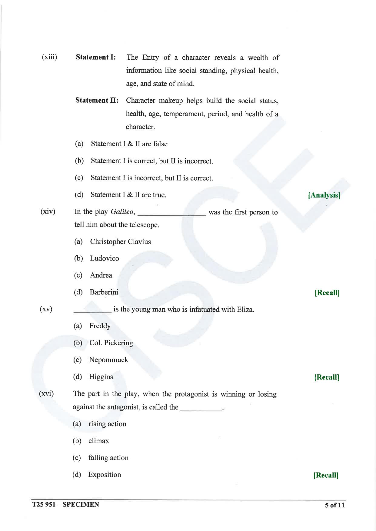 ICSE Class 10 2025 Drama (QP & MS) Specimen Paper - Page 5