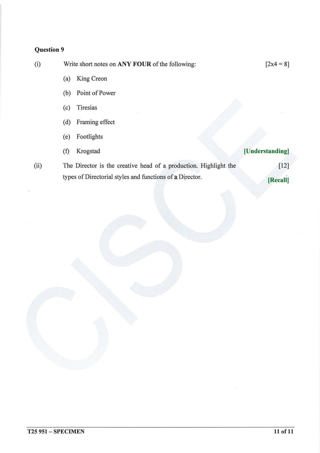 ICSE Class 10 2025 Drama (QP & MS) Specimen Paper - Page 11