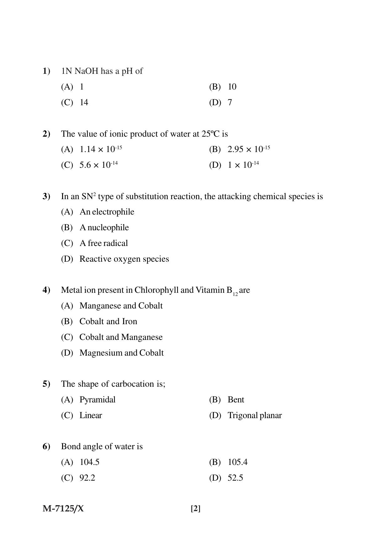 Mysore University PG Entrance Exam 2019: Goup-I Life Science Question Paper - Page 2
