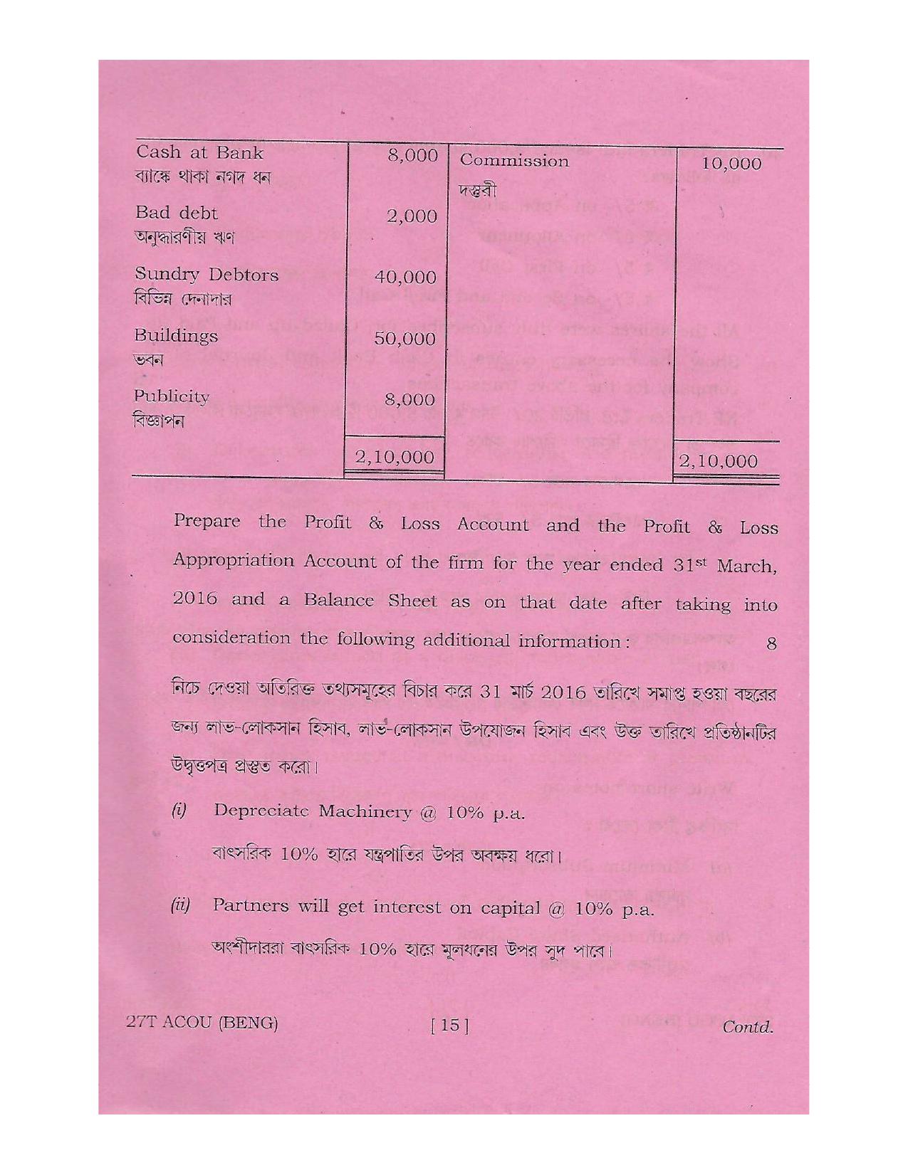 Assam HS 2nd Year Accountancy 2017 Question Paper - Page 15