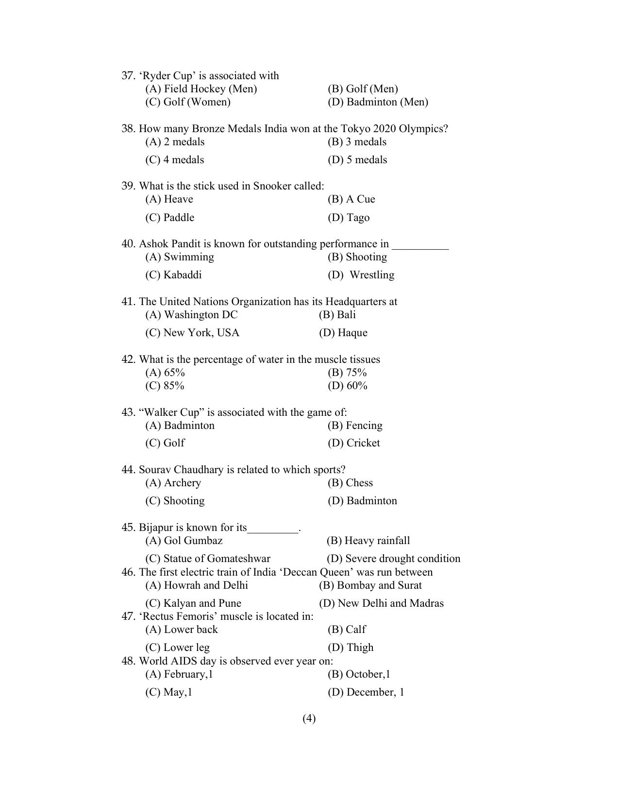 PU CET PG 2022 Question Paper - Page 4