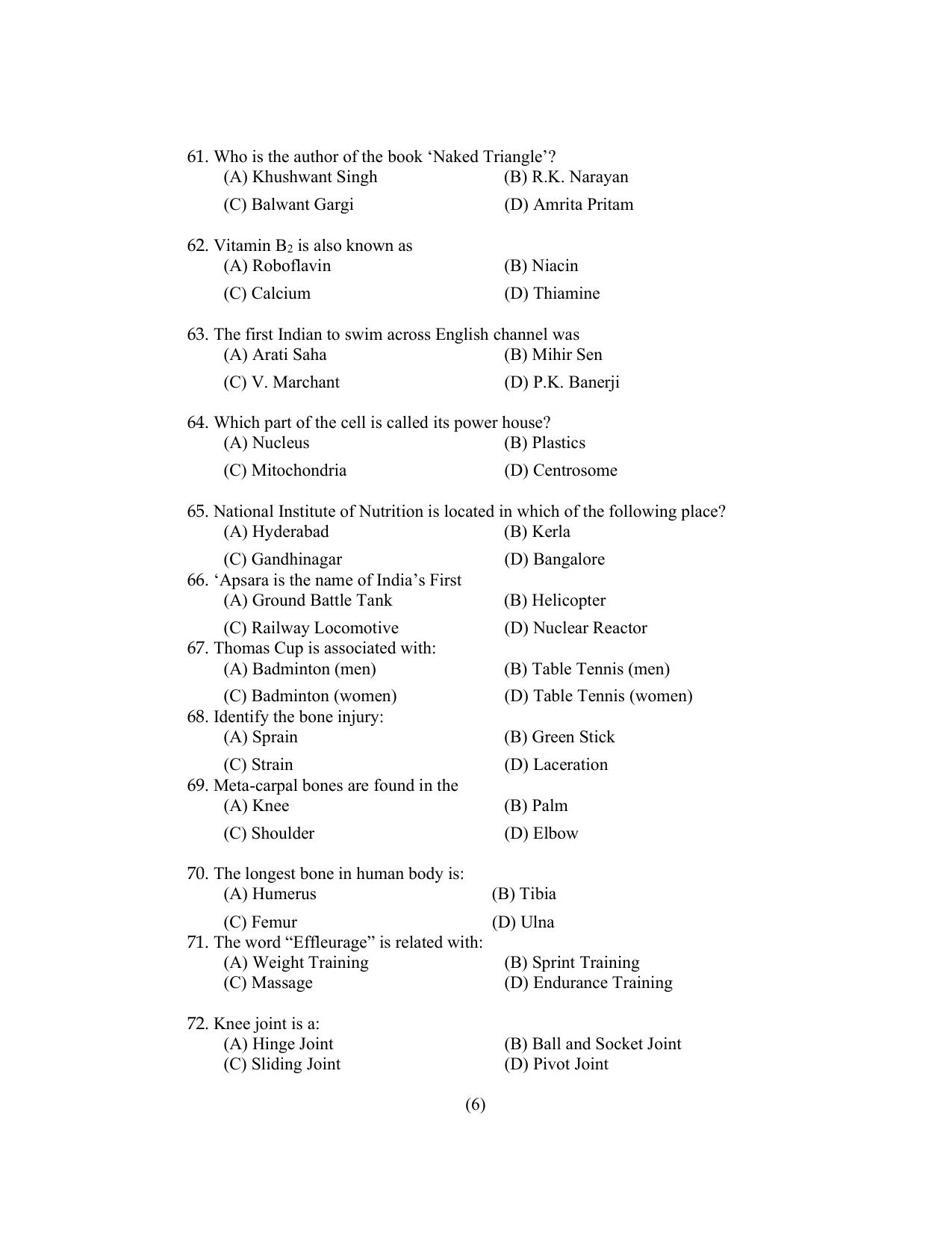 PU CET PG 2022 Question Paper - Page 6