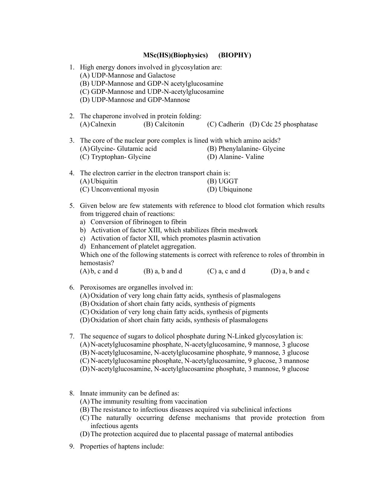 PU CET PG 2022 Question Paper - Page 16