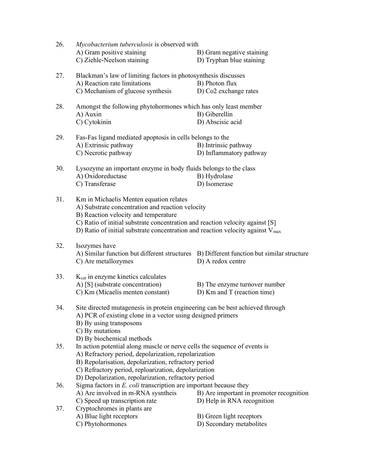 PU CET PG 2022 Question Paper - Page 26