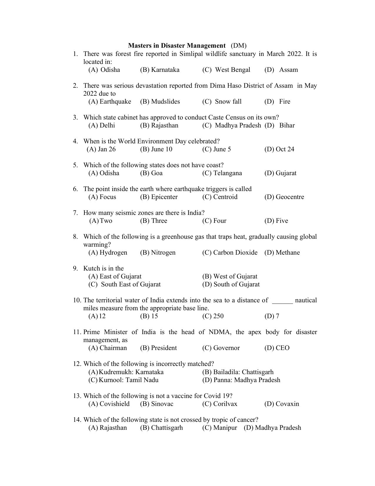 PU CET PG 2022 Question Paper - Page 47