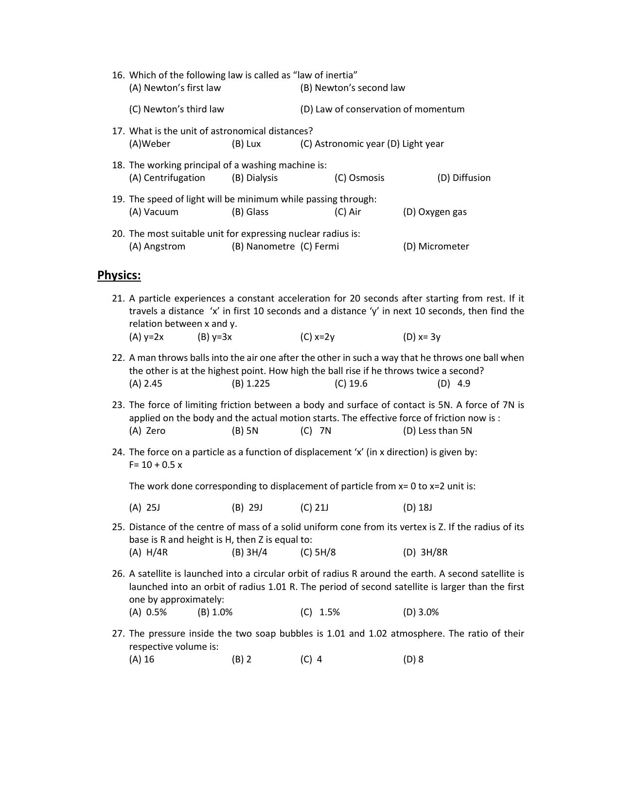 PU CET PG 2022 Question Paper - Page 68