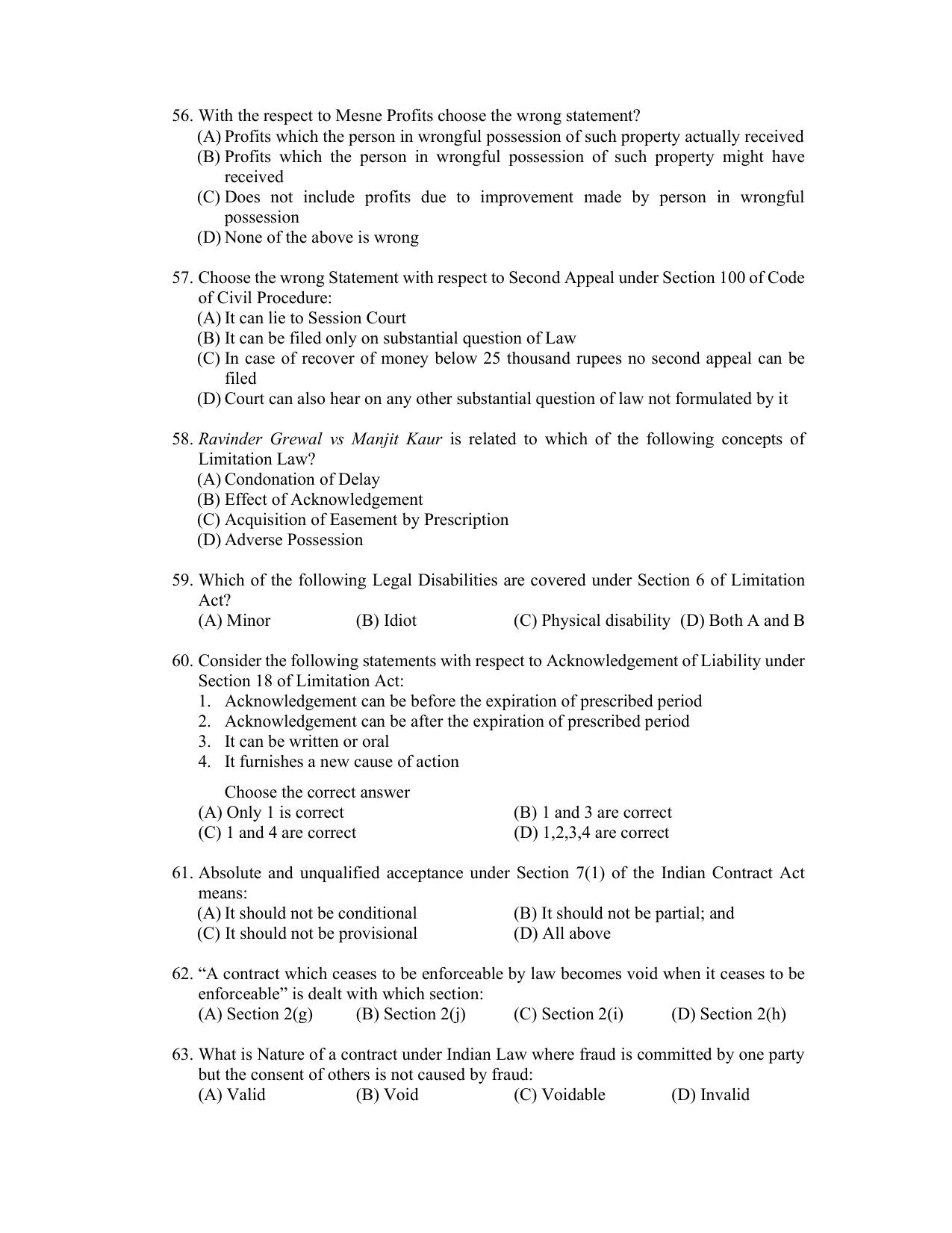 PU CET PG 2022 Question Paper - Page 110