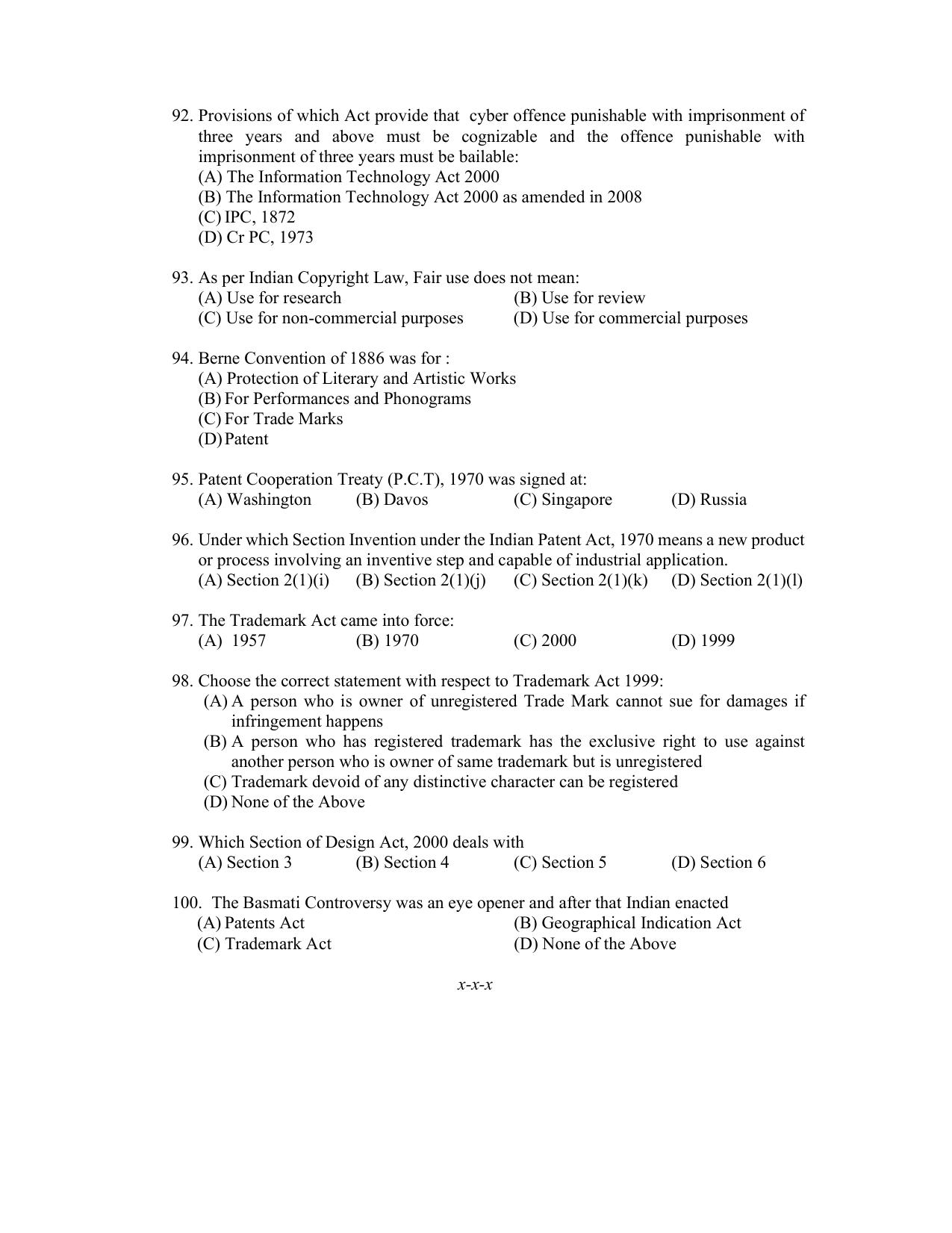 PU CET PG 2022 Question Paper - Page 114