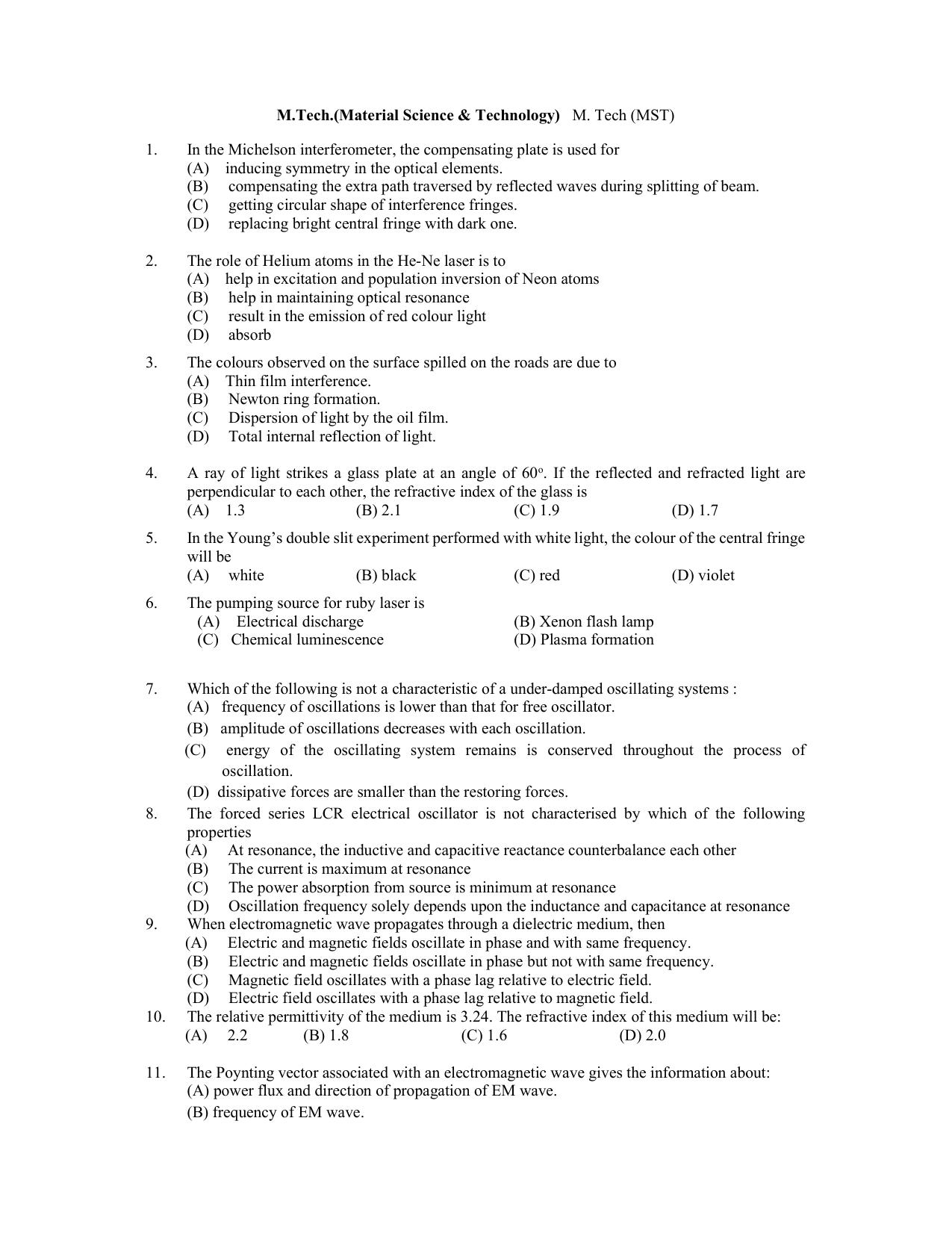 PU CET PG 2022 Question Paper - Page 115