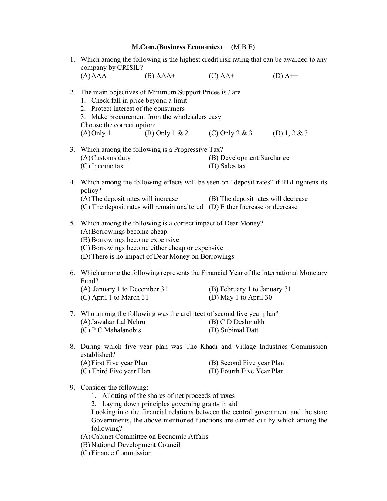 PU CET PG 2022 Question Paper - Page 133