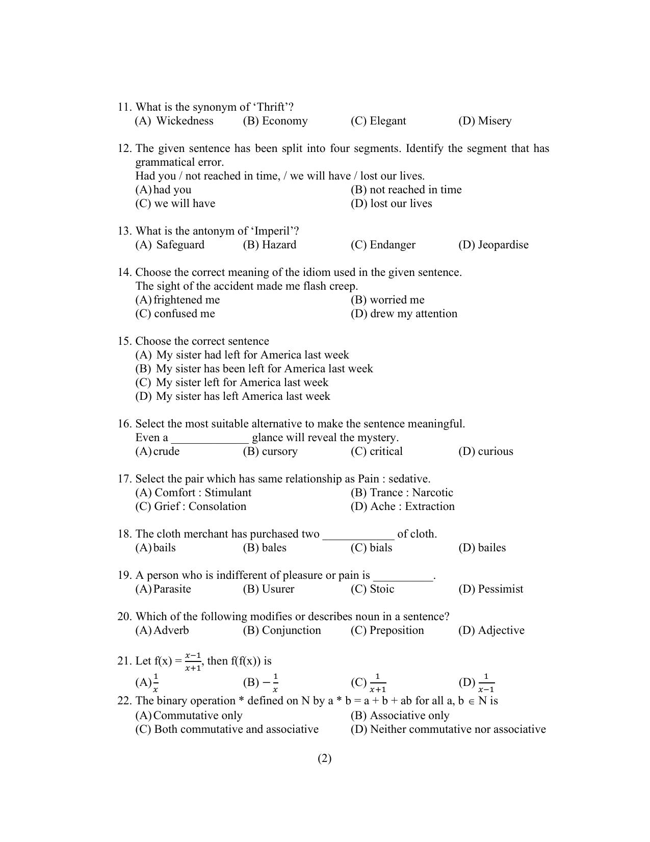 PU CET PG 2022 Question Paper - Page 185