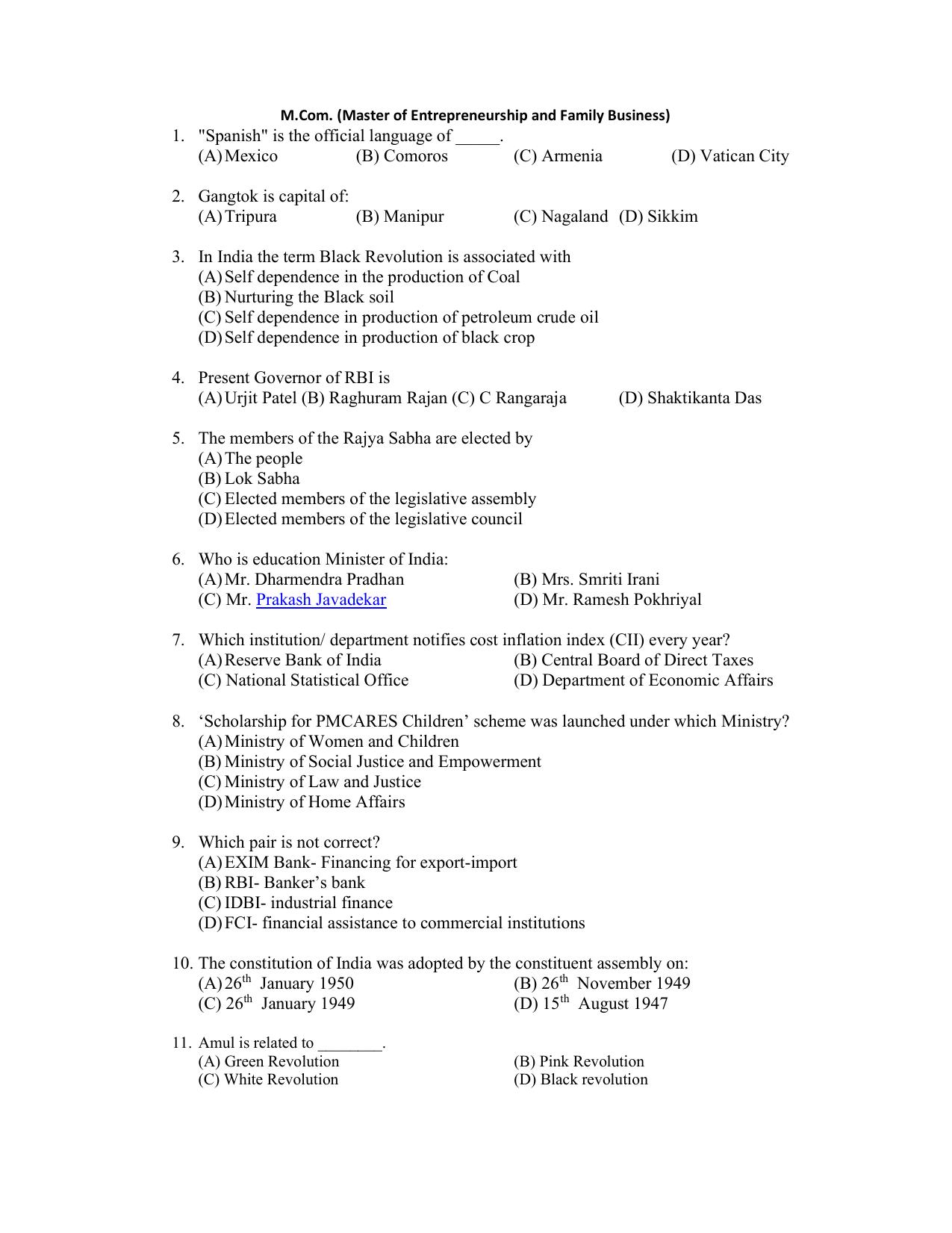 PU CET PG 2022 Question Paper - Page 271