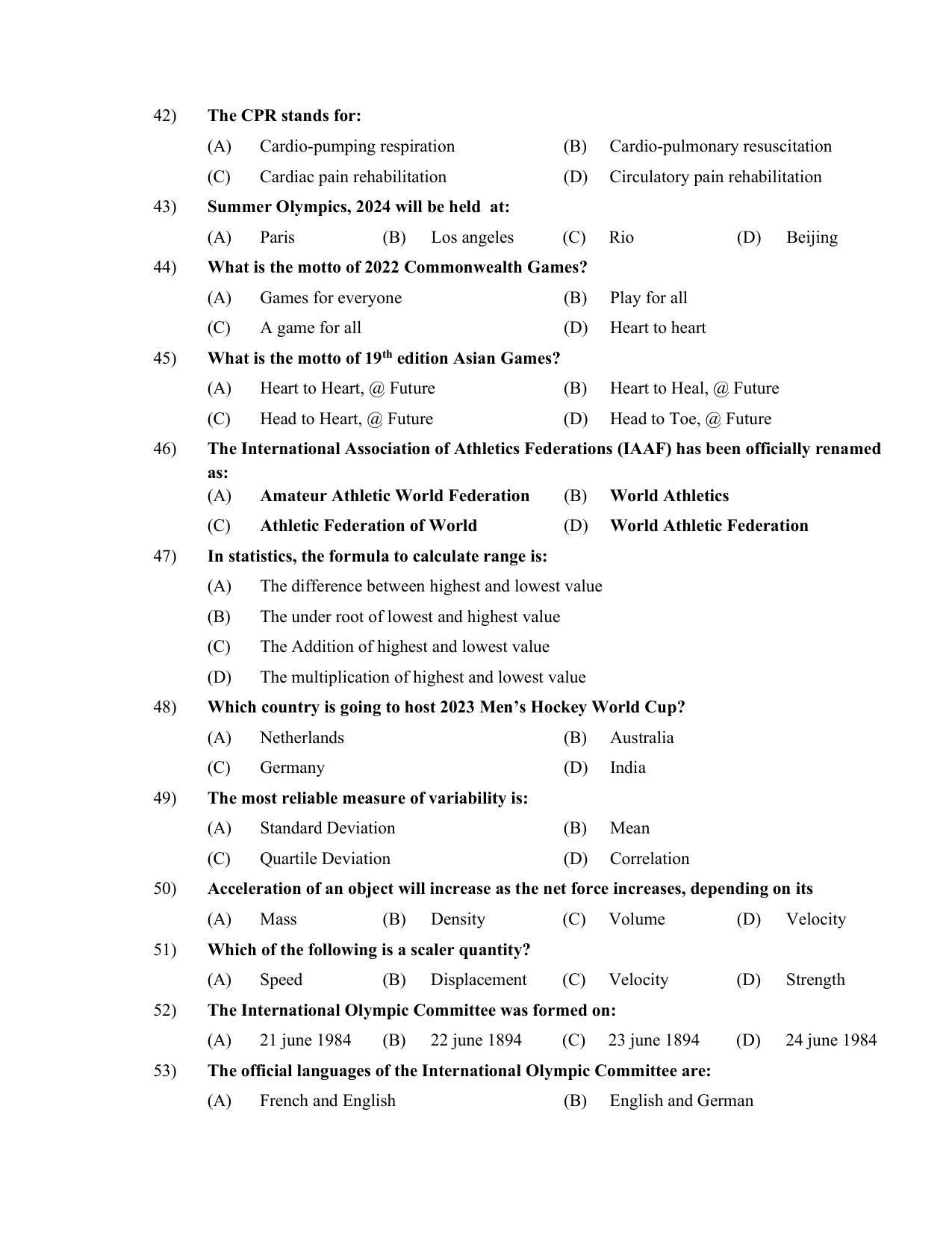 PU CET PG 2022 Question Paper - Page 292