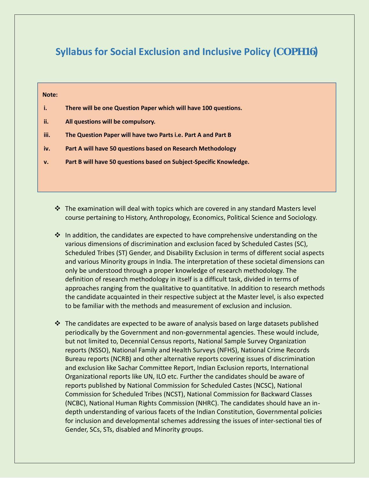 NTA PhD Entrance Exam Social Exclusion and Inclusive Policy Syllabus - Page 1