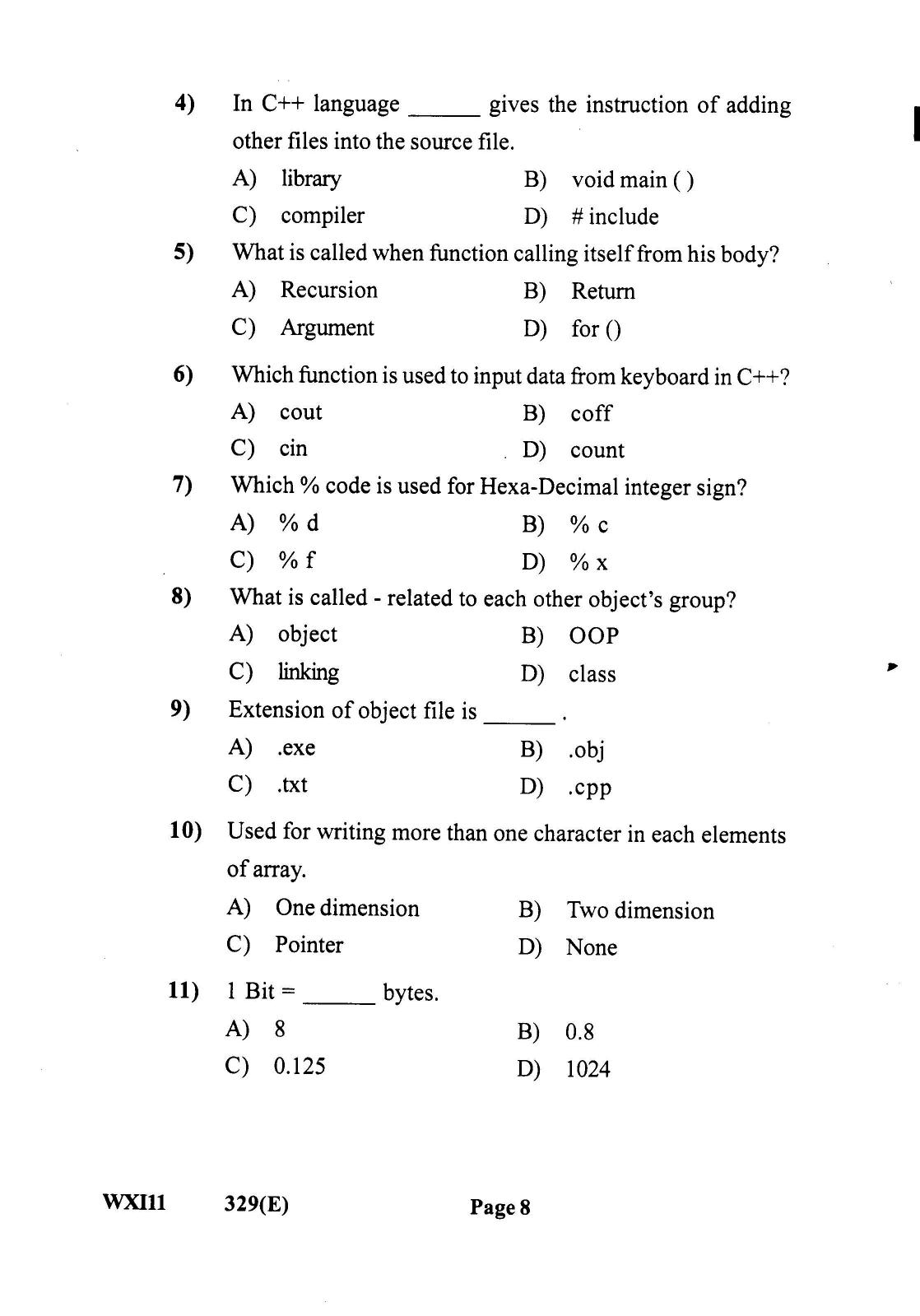 Gujarat Board Class 12th Question Paper 2022: Programming Language - Page 8