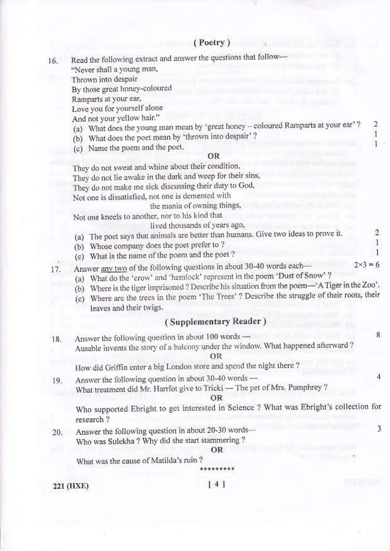 UBSE Class 10 English 2016 Question Paper - Page 4