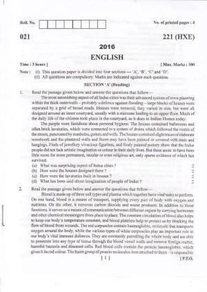 UBSE Class 10 English 2016 Question Paper