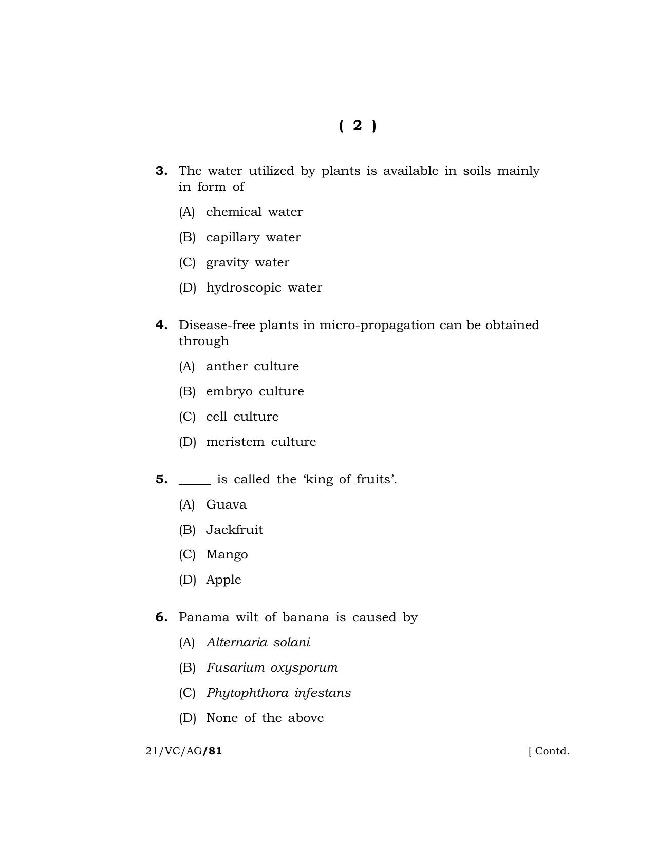 Meghalaya Board (MBOSE) Class 10 AGRICULTURE (21-VC-AG) 2021 Question Paper - Page 2