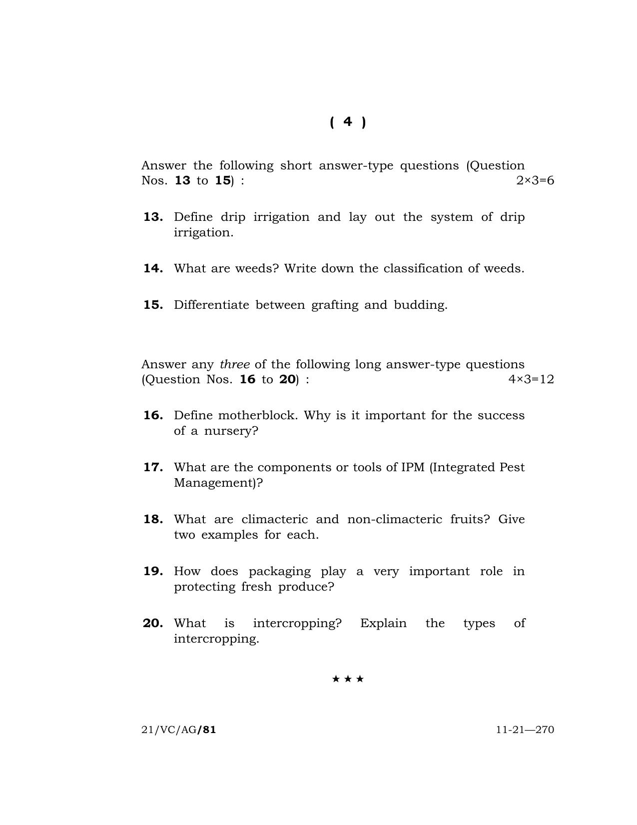 Meghalaya Board (MBOSE) Class 10 AGRICULTURE (21-VC-AG) 2021 Question Paper - Page 4