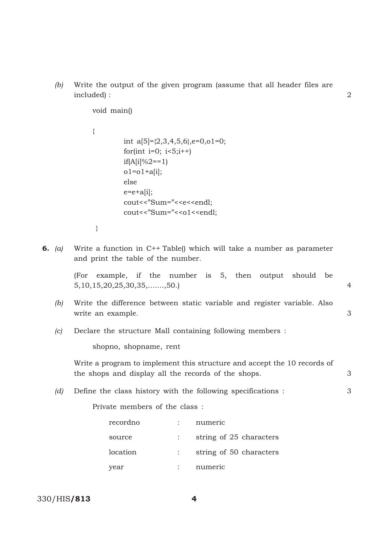 NIOS April 2017 Class 12 Computer Science Question Paper - Page 4