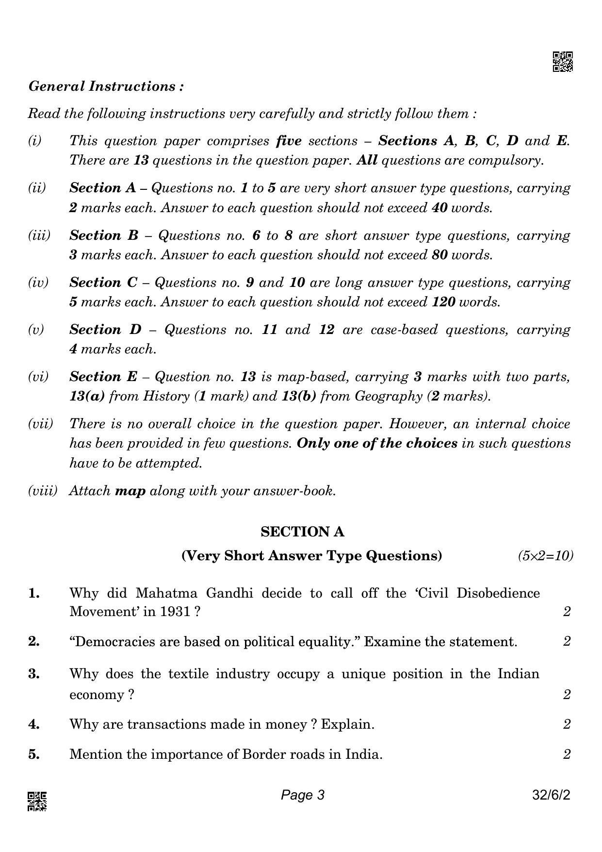CBSE Class 10 32-6-2_Social Science 2022 Compartment Question Paper - Page 3