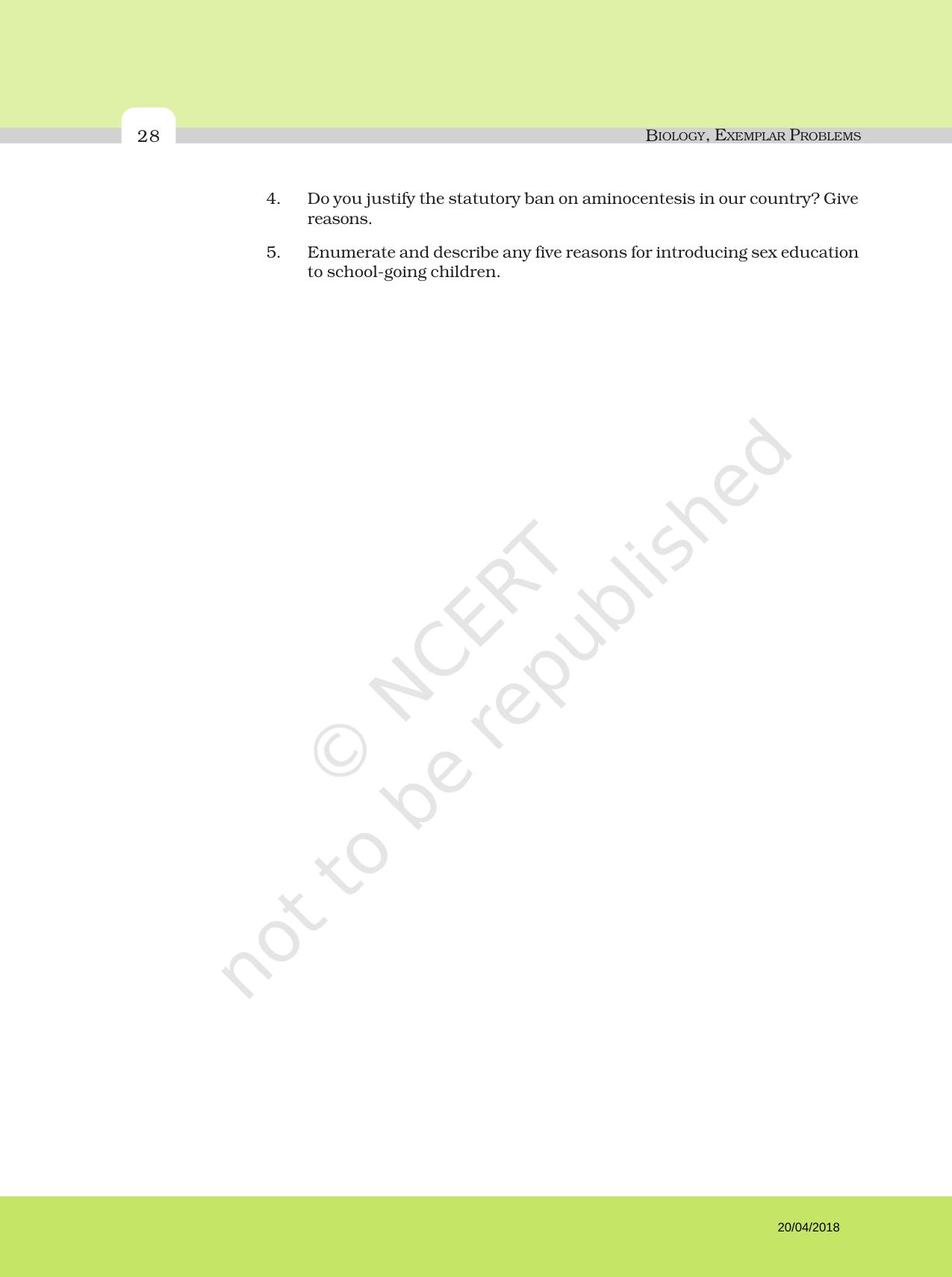 NCERT Exemplar Book for Class 12 Biology: Chapter 4 Reproductive Health - Page 5