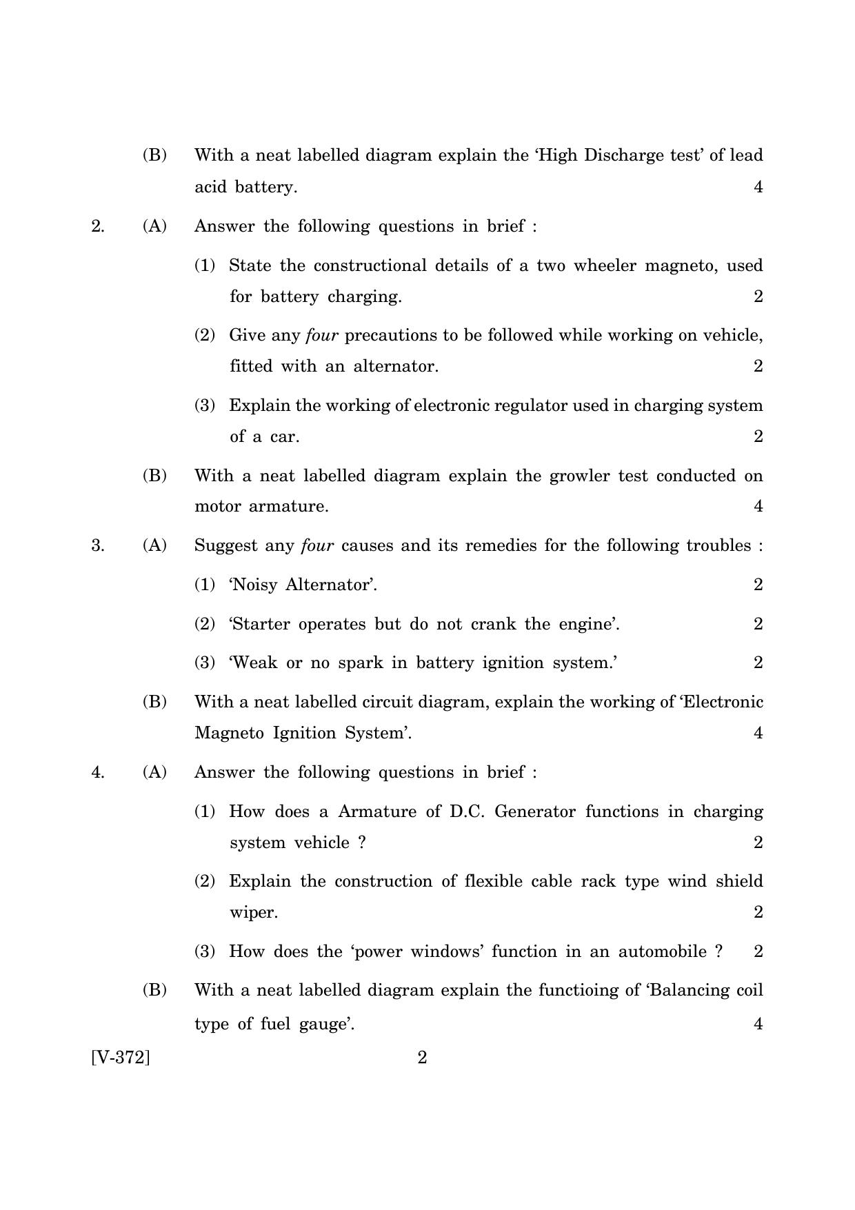 Goa Board Class 12 Auto Electricals   (June 2019) Question Paper - Page 2