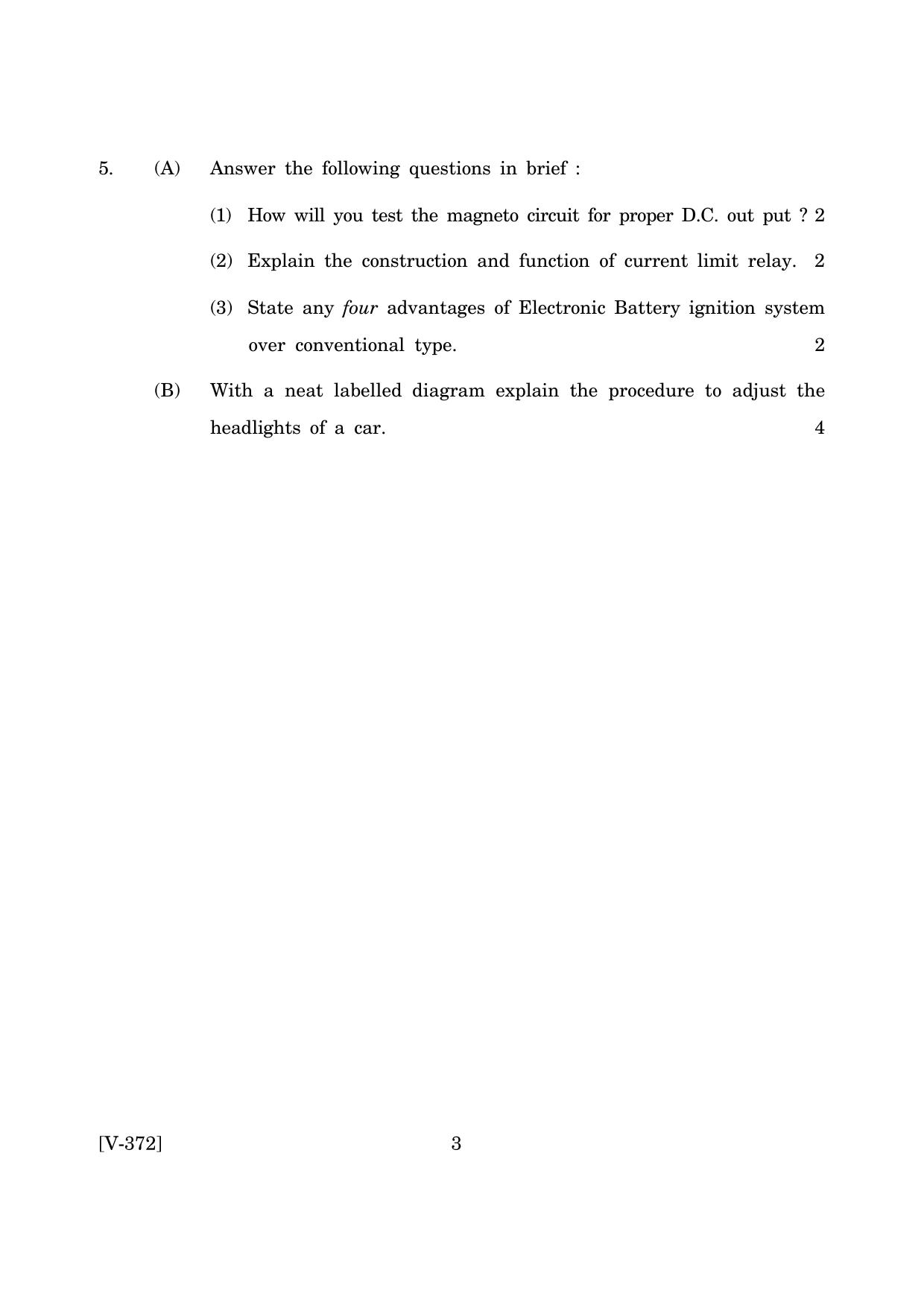Goa Board Class 12 Auto Electricals   (June 2019) Question Paper - Page 3