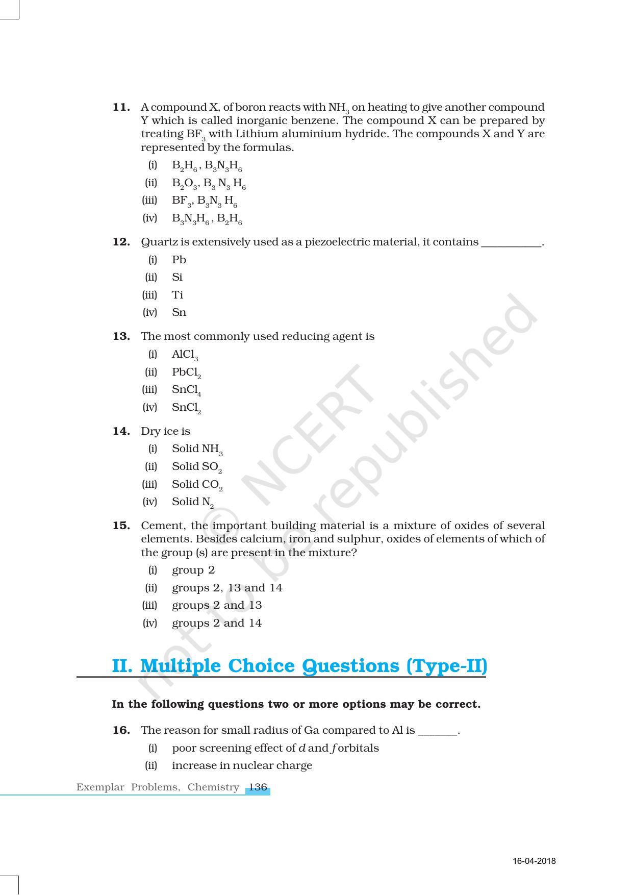 NCERT Exemplar Book for Class 11 Chemistry: Chapter 11 The p-Block Elements - Page 3