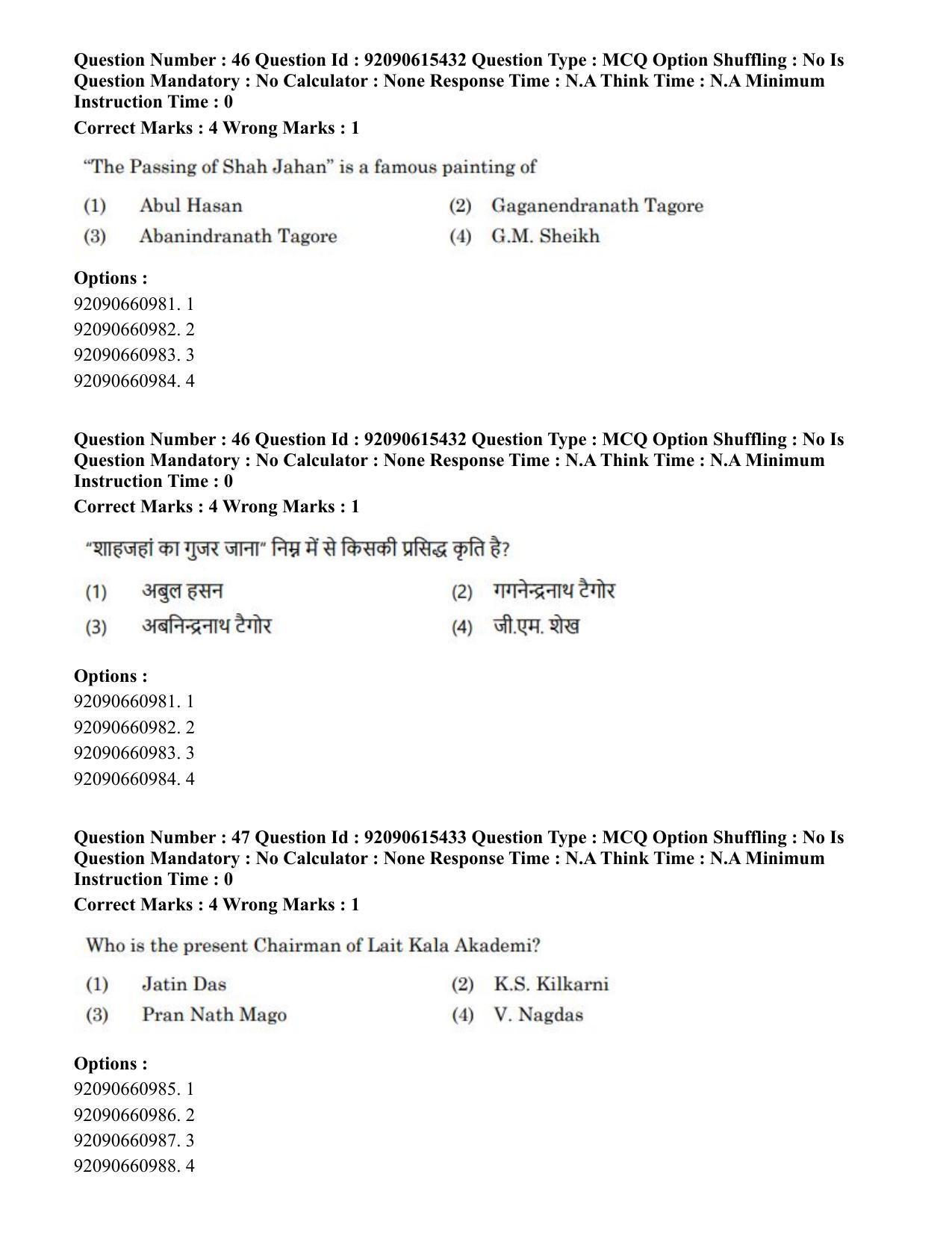 CUET PG 2023: HUQP07 – Fine Arts(Eng)-Shift 3 (12-06-2023) Question Paper - Page 41